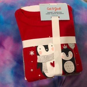 Cat & Jack Fleece Holiday Penguin PJs Size 2